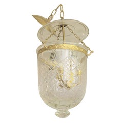 Etched Bell Jar Pendant with Brass Detail