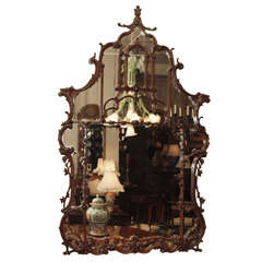 Antique Chinese Chippendale Carved Wood Mirror