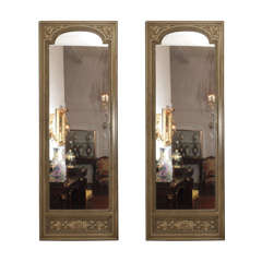 Pair of Antique 19th Century Painted Panel Mirrors