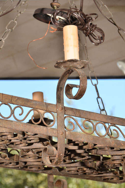 French 19th Century Wrought Iron Five-Light Chandelier