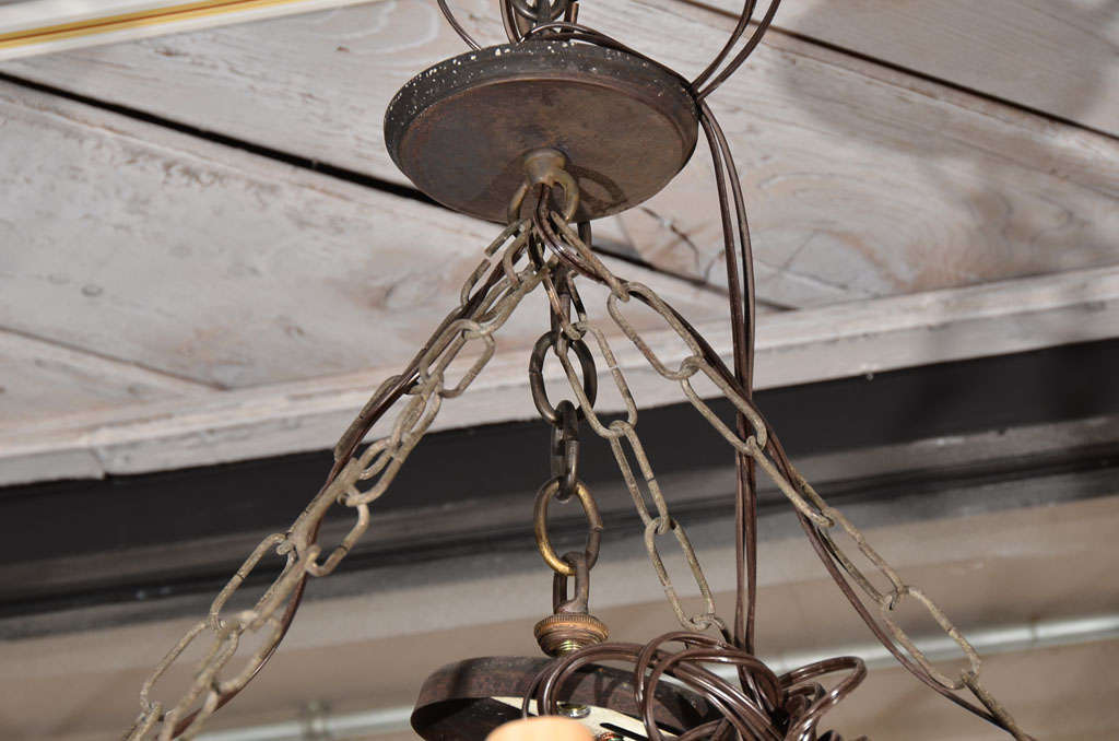19th Century Wrought Iron Five-Light Chandelier In Good Condition In Houston, TX