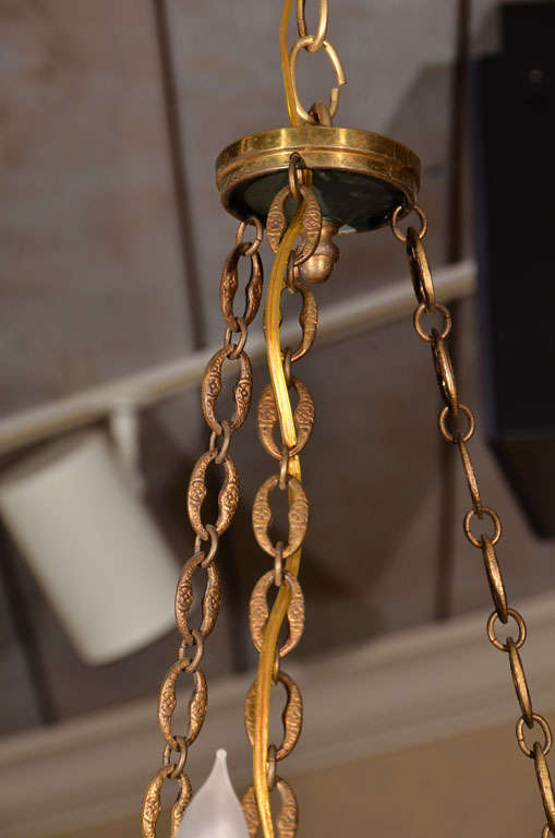 19th Century Antique Brass 6 Arm Chandelier.