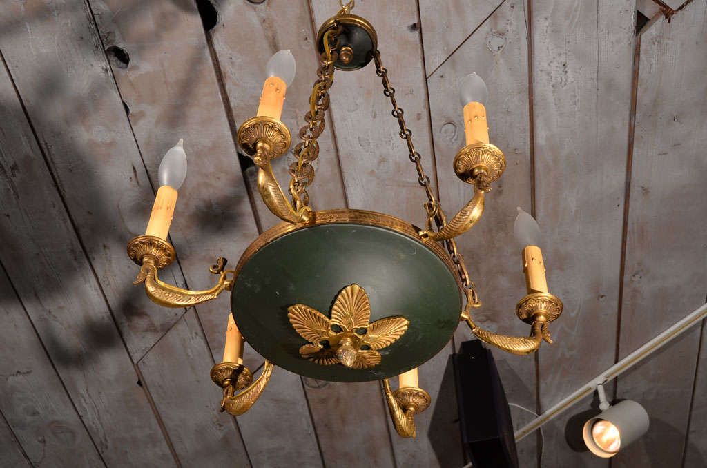 Antique Brass 6 Arm Chandelier. 2