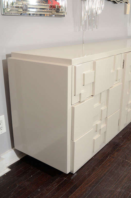 American White Lacquered Lane Furniture Brutalist Dresser in the Manner of Paul Evans