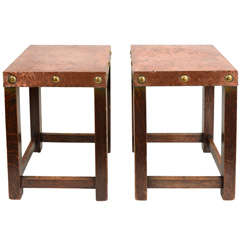 Pair Arts & Crafts Liberty-Style Copper Cocktail Tables, c. 1900