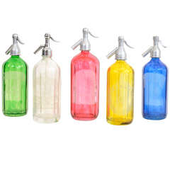 Collection of 5 Vintage Glass Soda Bottles, England, 20th C.
