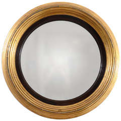 English Regency Round Giltwood Convex Mirror, c. 1825