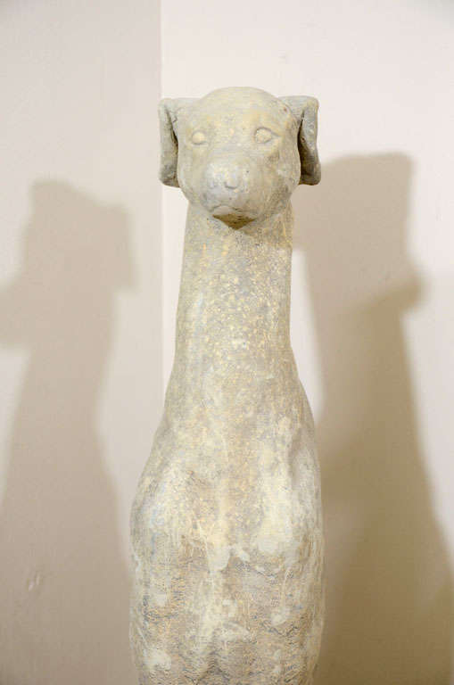 Pair of English Whippet Garden Statues, 20th Century 1