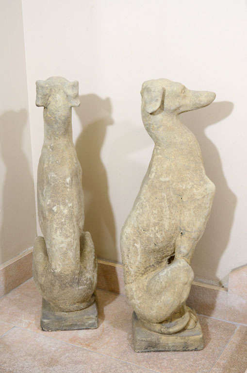 Pair of English Whippet Garden Statues, 20th Century 3
