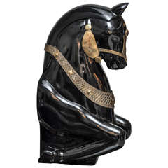 Black Lacquered Horse Sculpture