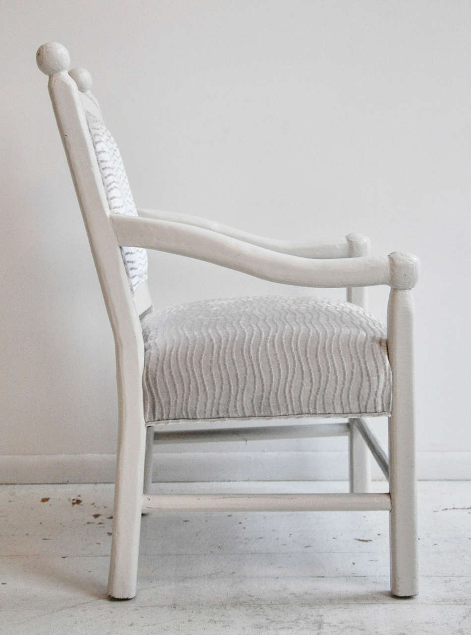 Pair of Pearl White Lacquered Arm Chairs 3