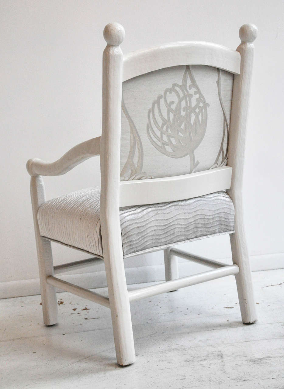 Pair of Pearl White Lacquered Arm Chairs 5