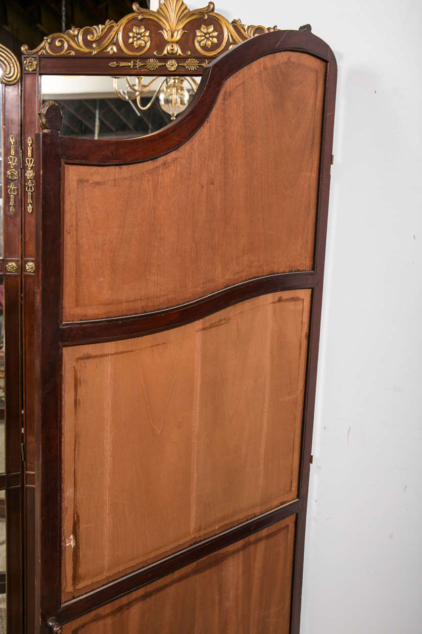 Mid-19th Century Three-Panel Room Divider or Screen Mirror and Mahogany, Early 19th Century