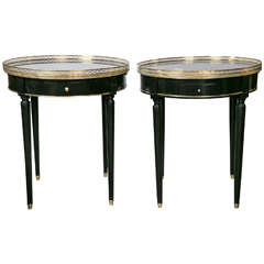 Pair of Ebonized Marble-Top Bouillotte Tables by Jansen