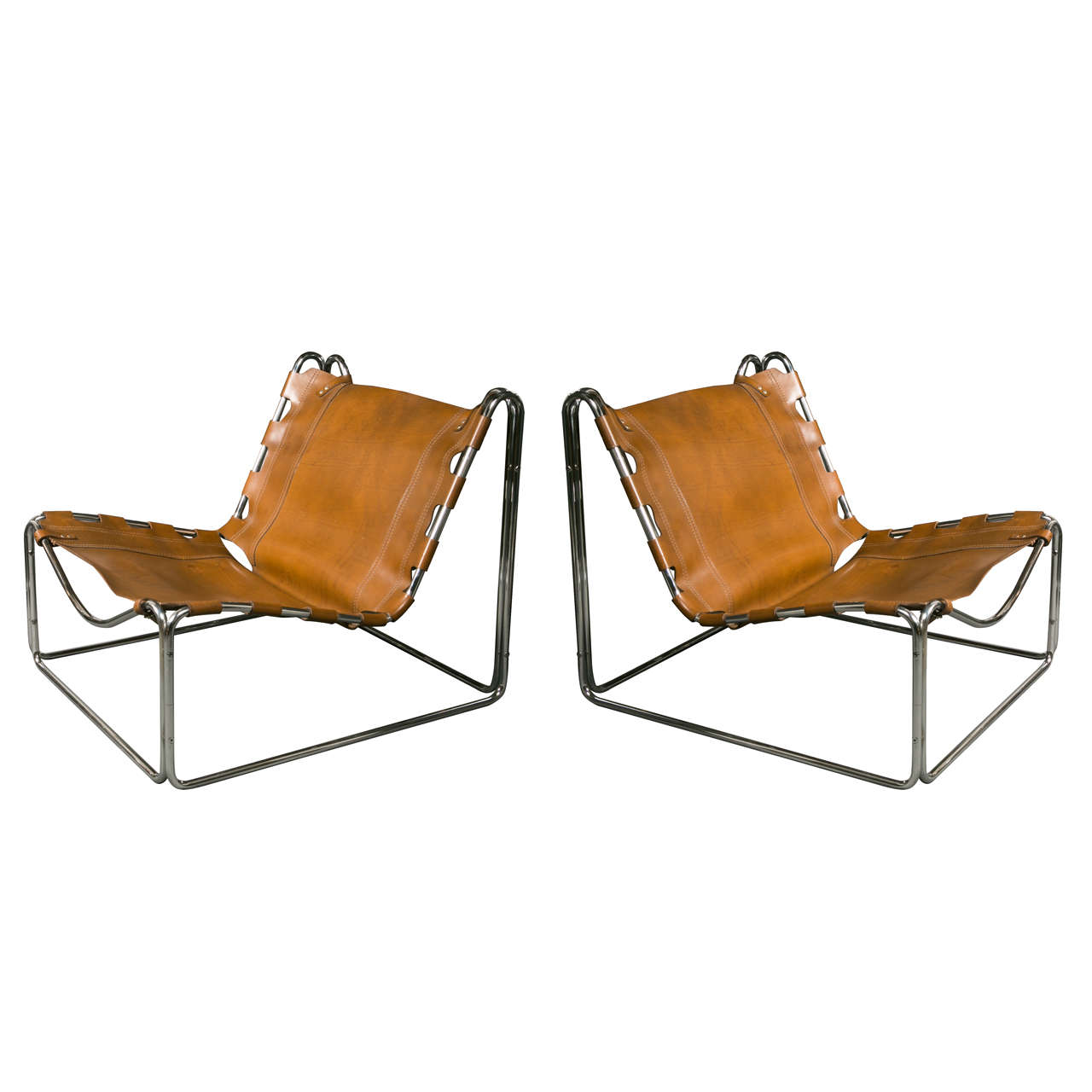 Pair of Leather Lounge Chairs by Pascal Mourgue