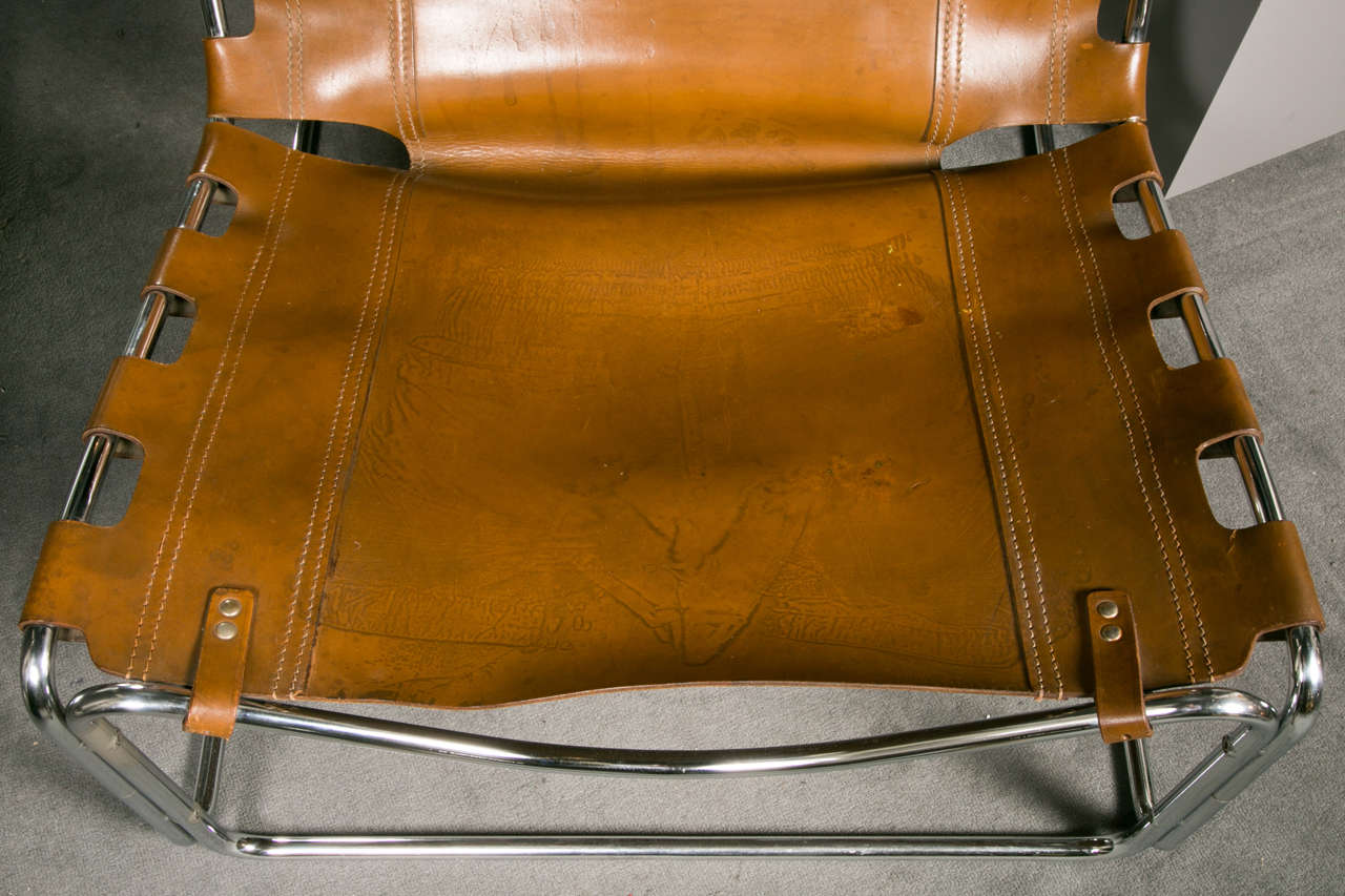 Pair of Leather Lounge Chairs by Pascal Mourgue For Sale 2