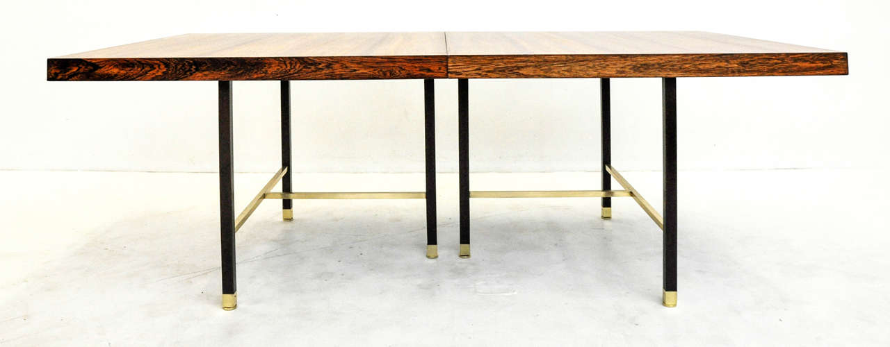 Mid-Century Modern Harvey Probber Rosewood and Brass Dining Table