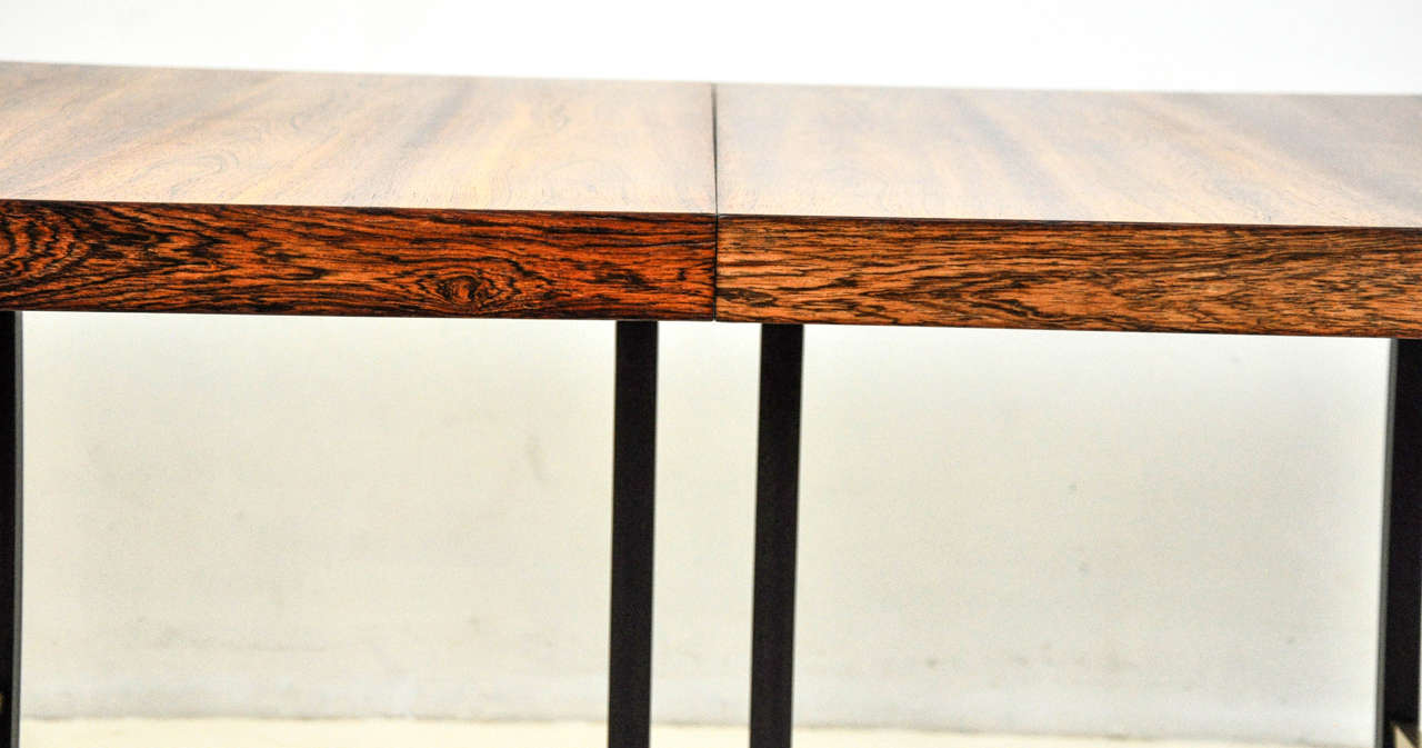 American Harvey Probber Rosewood and Brass Dining Table