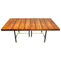 Harvey Probber Rosewood and Brass Dining Table