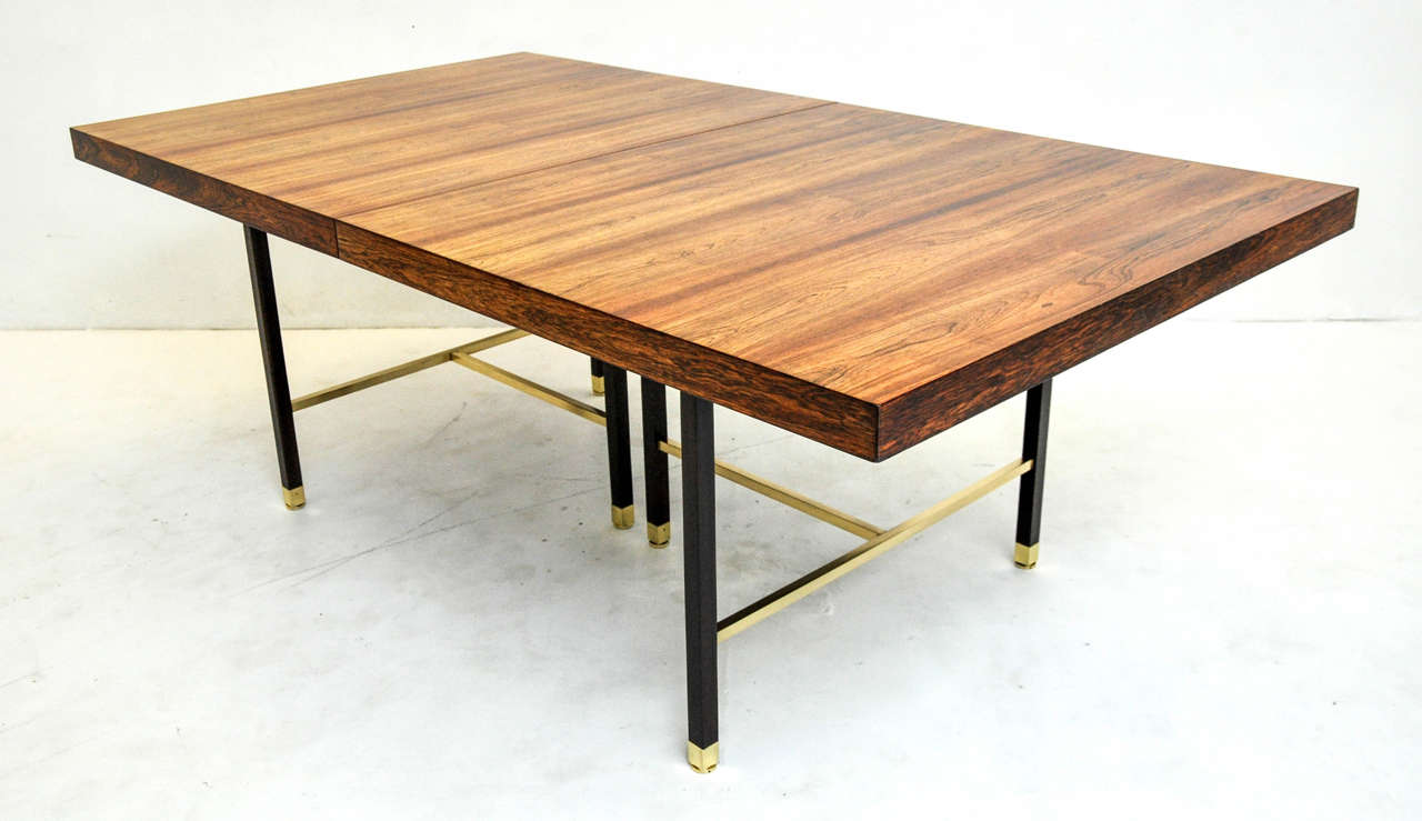 Harvey Probber Rosewood and Brass Dining Table For Sale at 1stDibs