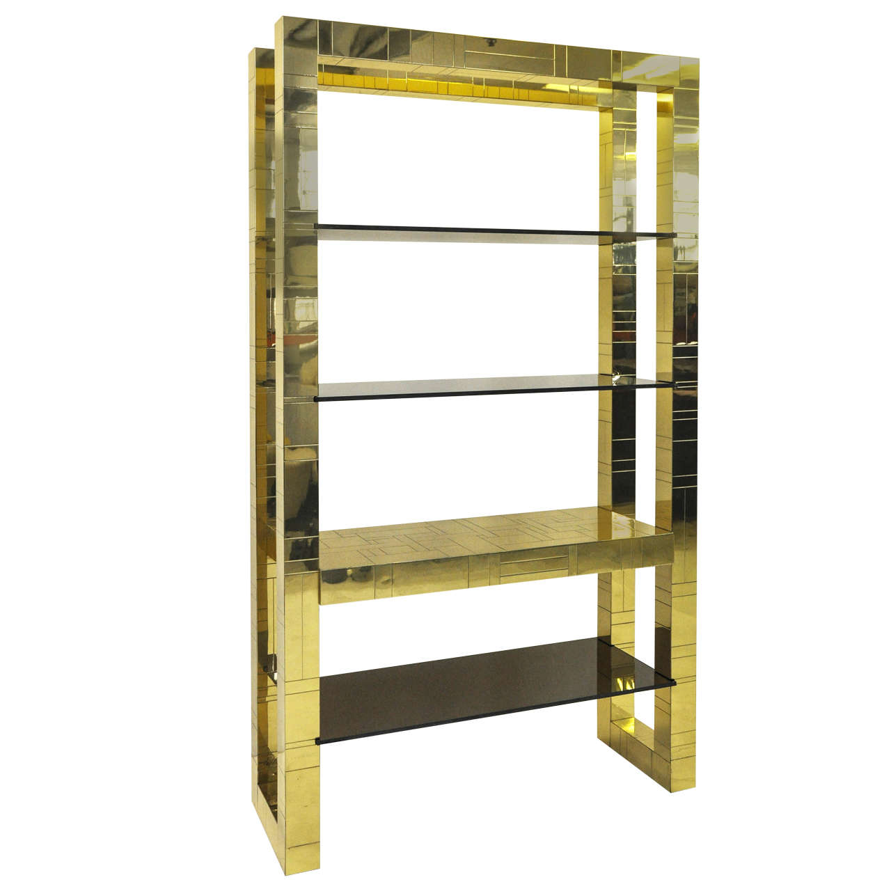 Paul Evans Brass Étagère Bookcase at 1stdibs