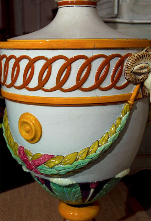Monumental Majolica Urn In Excellent Condition In Stamford, CT