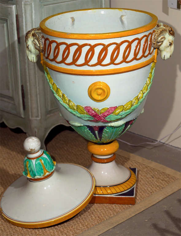 Ceramic Monumental Majolica Urn