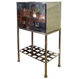 Polished Steel Filing Cabinet on Stand