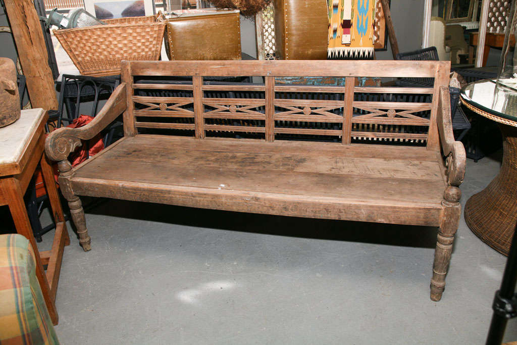 Vintage Teak Wood Bench 2