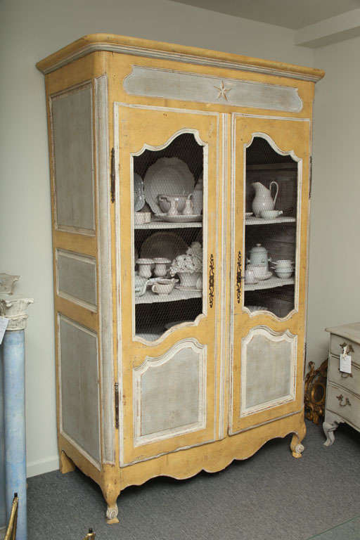 Yellow Painted Provencal Armoire at 1stDibs