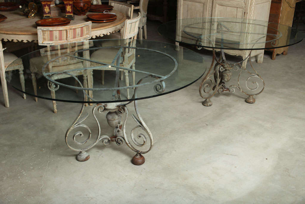 Napoleon III Cast Iron Base Round Table with Glass Top at 1stDibs
