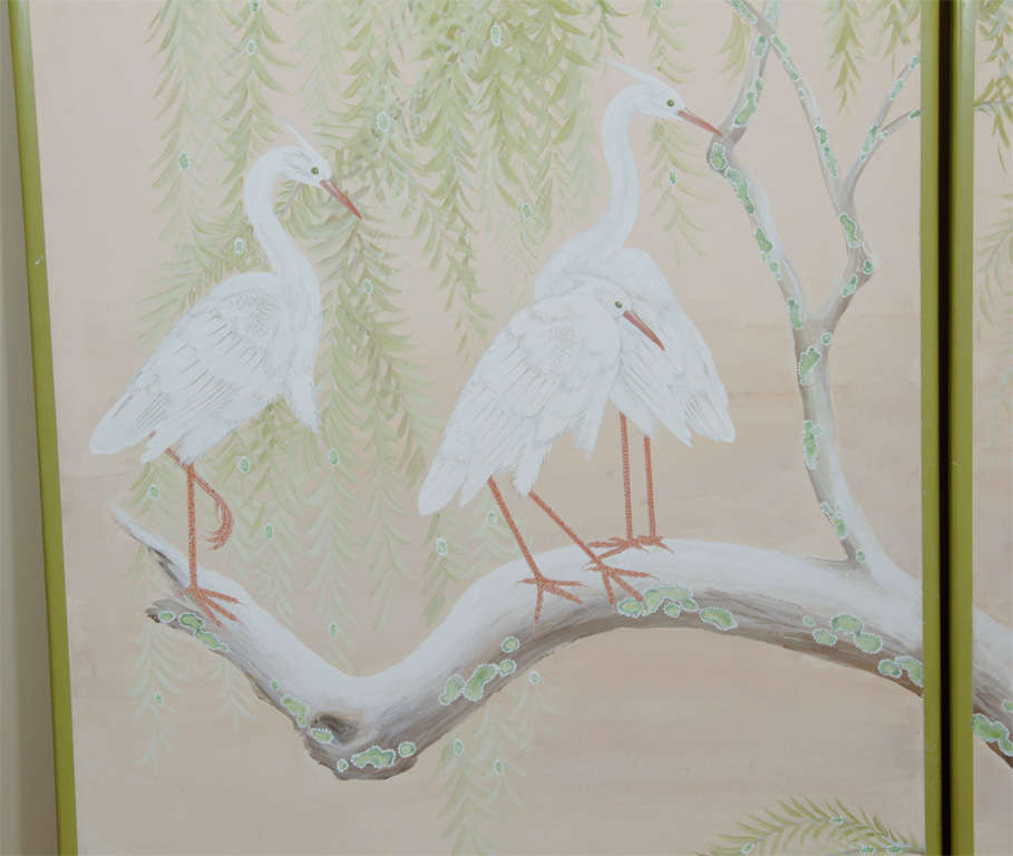 American Pair of Hand-Painted Panels by the Late Robert Crowder