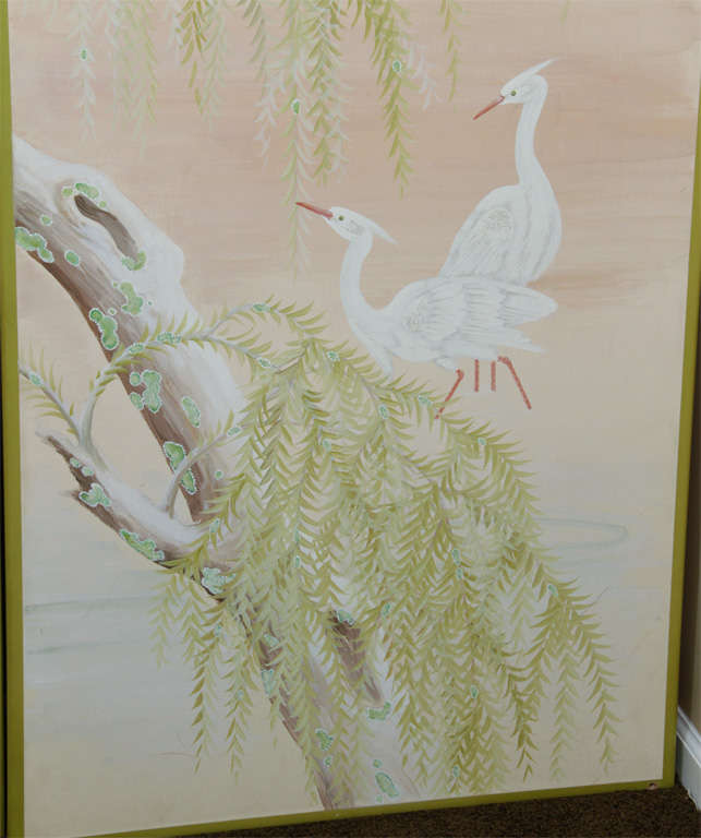 Late 20th Century Pair of Hand-Painted Panels by the Late Robert Crowder