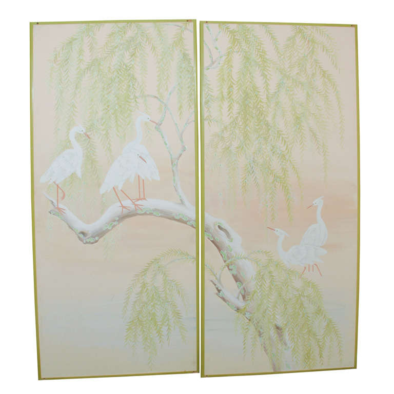 Pair of Hand-Painted Panels by the Late Robert Crowder