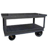 Vintage Industrial 2 Tiered Cart On Wheels