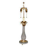 Antique Cut crystal lamp with tole and bronze mounts.