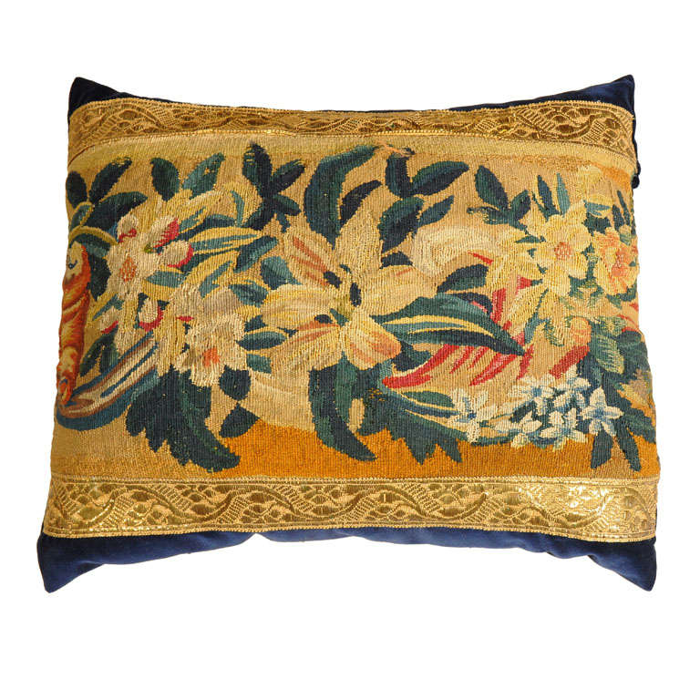 Antique Tapestry Pillow For Sale