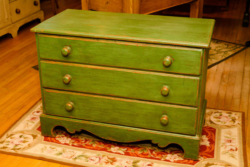 Green low Canadian three drawer dresser at 1stdibs