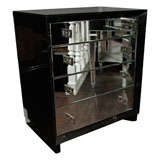 Pair of Mid Century Black Lacquer and Mirror Dressers Pair of Mid Century Black Lacquer and Mirror Dressers