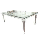 Lucite Dining Table with Banded Legs and Glass Top 5