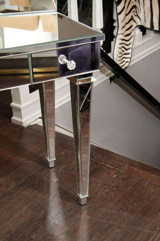 Art Deco Style Mirrored Vanity with Triptych Mirror For Sale at 1stDibs