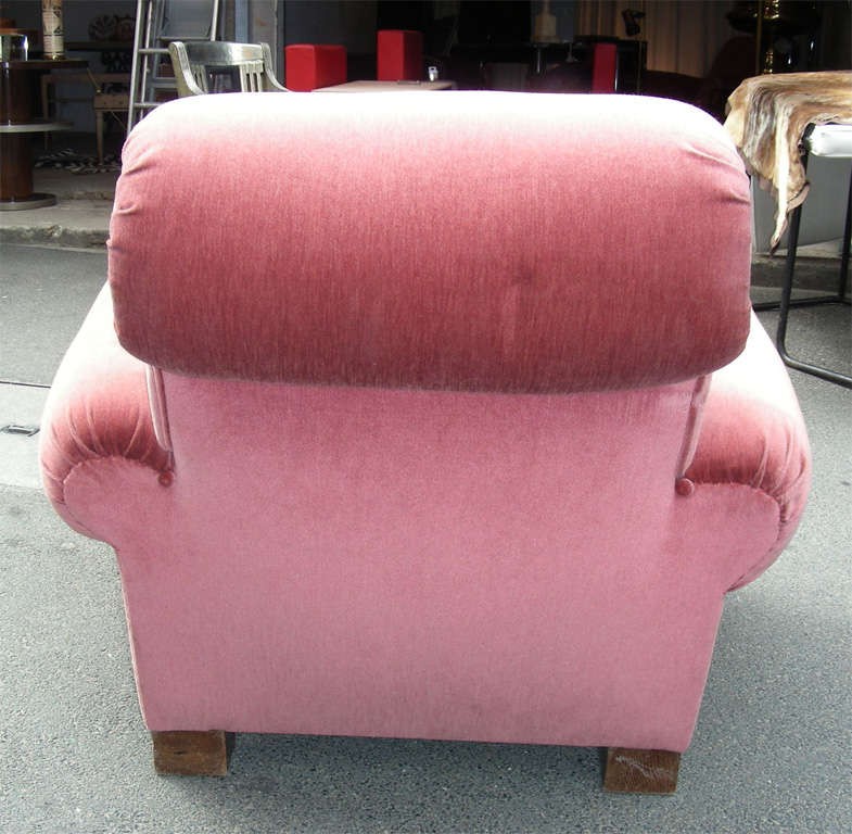 Velvet Two Wide 1940s Armchairs For Sale