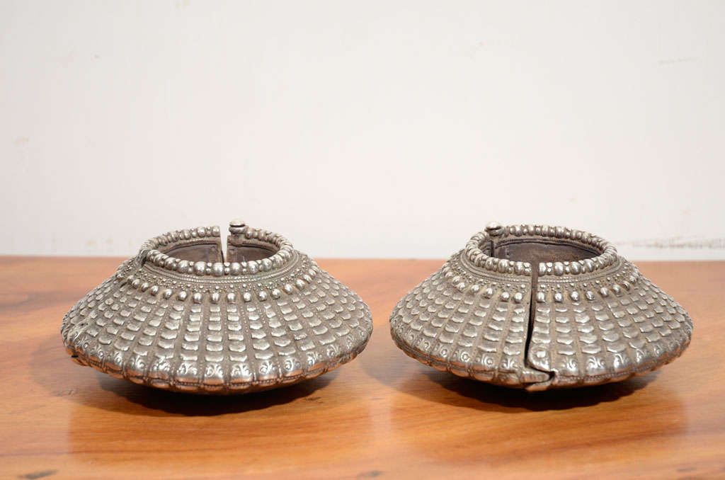 Indian Pair of Silver Dowry Anklets For Sale