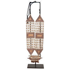 Antique Silver Necklace w/ Gold Wash, Mounted on Base