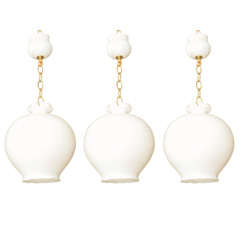 Frosted Murano glass flower form pendant ceiling fixture