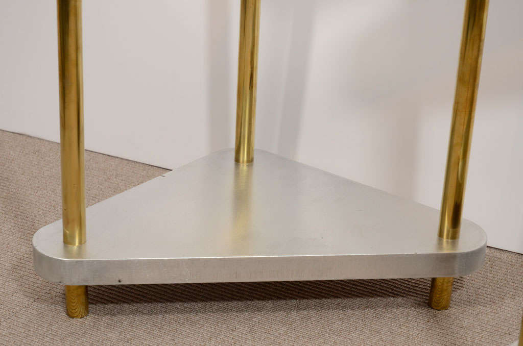 Pair of Midcentury Steel and Brass Side Tables In Excellent Condition For Sale In New York, NY