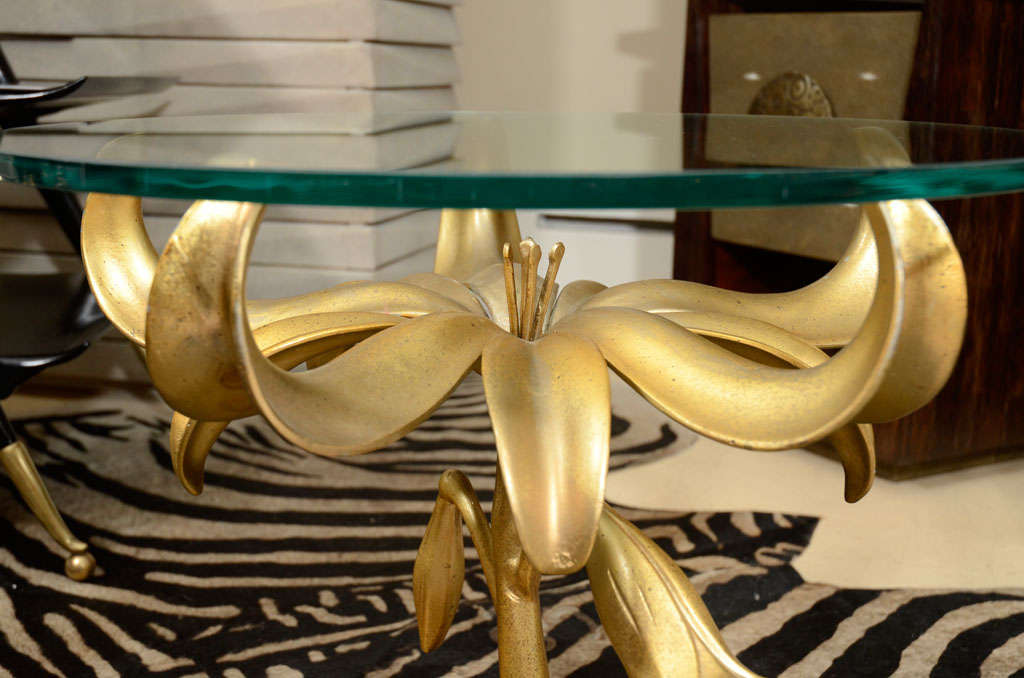 Side Table, Brass Lotus Flower 2