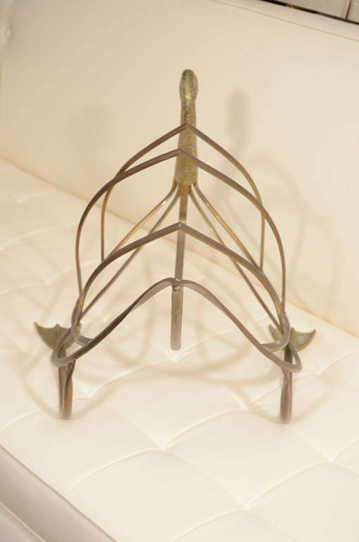 Mid-20th Century Brass Magazine Stand, Swan, C 1950, Polished Brass, for Books & Magazines, Italy For Sale