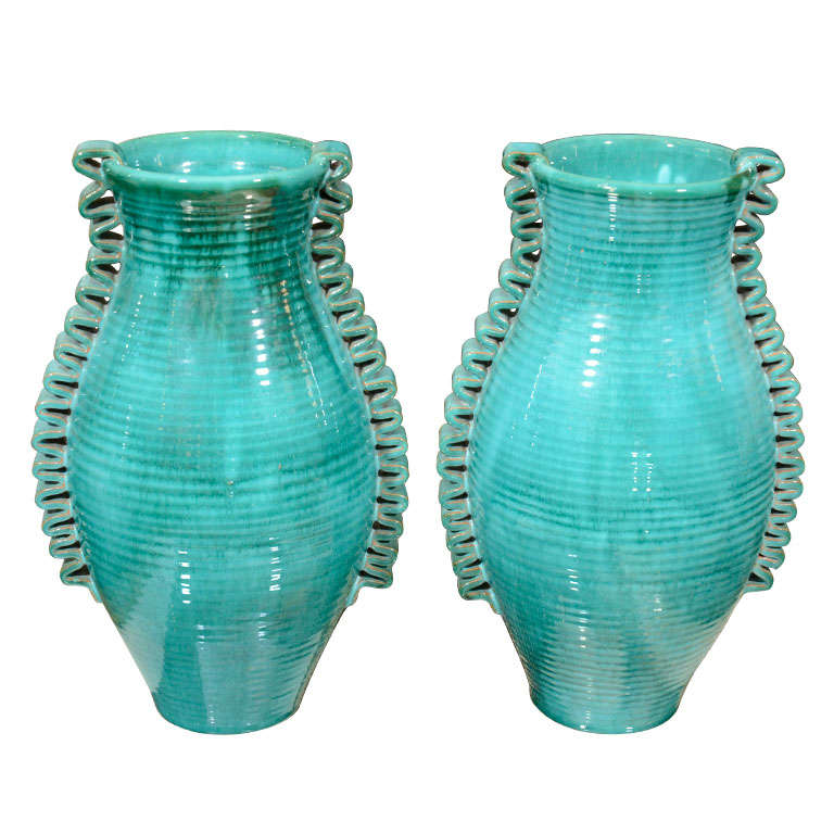 Pair of Ceramic Vases at 1stdibs