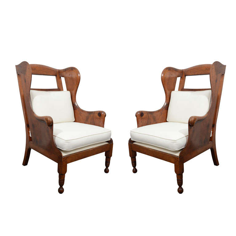 Pair of Wing Back Chairs with Cushions